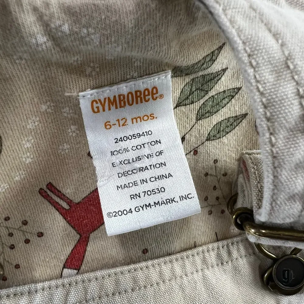 Gymboree Vintage Khaki Overalls Fox baby size 6-12 months Y2K boy girl 2004